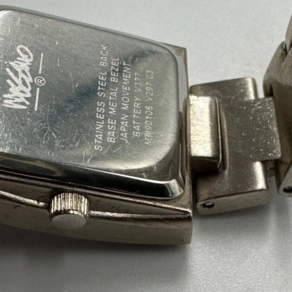 3/$30 Mossimo Watch Women Silver Tone Rectangle Case Date Window 7.5